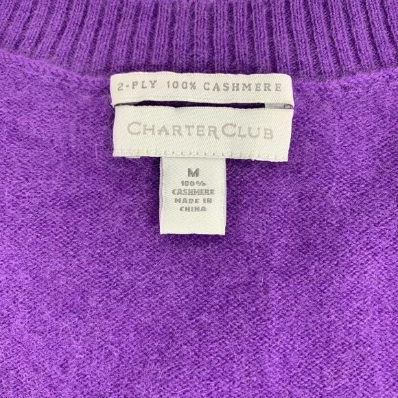 Charter Club Soft Purple Cashmere Sweater - Luxurious S/M Scoop Neck Jumper - Picture 4 of 6